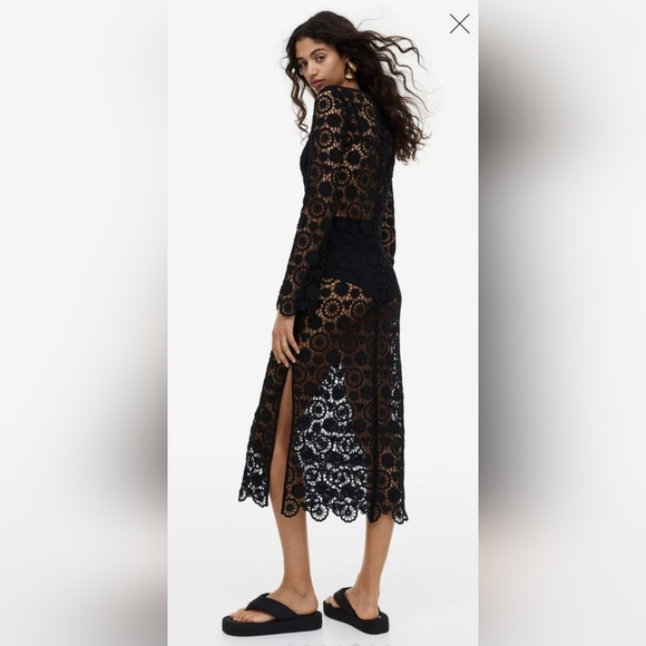 NWT-Holiday LACE H&M Bodycon Crochet Maxi Party Dress Sexy Sheer - Picture 10 of 10